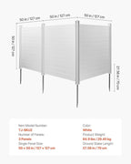 VEVOR Outdoor Privacy Screen, 50in H x 50in W Air Conditioner Fence, 3-Panel Pool Equipment Enclosure, Horizontal PVC Privacy Fence with 27.5 in Ground Stakes, No Dig Trash Can Fence for A/C Units