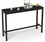 Outdoor Bar Table, 55" Patio Bar Height Counter Console Table, Black Waterproof HDPS Slatted Top and Bronze Leg, Weather Resistant, Hot Tub, Balcony, Yard, Indoor or Outdoor Use
