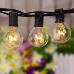 String Lights, 50ft Black G40 Globe Bulbs, Connectable