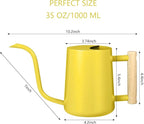 Watering Can Indoor Plants, 35oz Small Stainless Steel Metal Watering Can Modern Decorative Watering Pot with Long Spout for Indoor House Plant Bonsai Garden Flowers (Yellow)