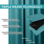 NICETOWN 2 Panels Peacock Teal Outdoor Curtains for Patio Waterproof 108" Long, Triple Weave Rustproof Grommet Thermal Insulated Privacy Room Darkening for Gazebo/Pergola, W52 x L108