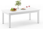 LUE BONA Outdoor Coffee Table Rectangle, 42.5" HDPS Patio Coffee Tables for Outside, All Weather Patio Coffee Table with Slatted Tabletop for Deck, Garden, Balcony, Indoor or Outdoor Use, White