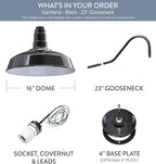 Wall Lights, Farmhouse 16-Inch Dome, Steel with E26 Socket