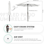 JEAREY 9FT Outdoor Patio Umbrella with Solar Lights, LED Lighted Pool Umbrella with Tilt and Crank, Outdoor Table Umbrellas for Deck, Yard & Market (Cream White)