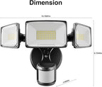 Onforu 100W LED Motion Sensor Outdoor Lights, Dusk to Dawn Flood Light Outdoor Motion Sensor, Hardwired Security Lights Floodlights Outside 11000LM 6500K Daylight IP65 Waterproof (Black)