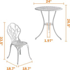 Outdoor Bistro Table and Chairs Set of 2, 3 Piece Patio Bistro Set w/Umbrella - Image 7