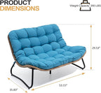 Crestlive Products Patio Loveseat, All-Weather Rattan Large Furniture with Soft Cushions, Outdoor Loveseat for Balcony, Poolside, Backyard (Blue)