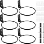 6 Pack 8 inch Flower Pot Holder Ring, Flower Pot Holder Ring Wall Mounted Set Wall Mounted Metal Planter Hanger Matte Black Hanging Plant Holder