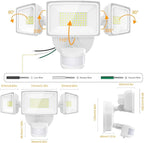 Onforu 75W LED Flood Light Motion Sensor Outdoor, 7000lm Dusk to Dawn Flood Light, Security Light with Three Head, IP65 Waterproof Exterior Floodlight, 6500k Wall Light for Entryway Stairs Yard Garage