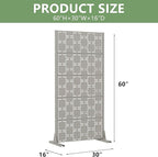 Casaphoria Metal Privacy Screen Outdoor, 60" H x 30" W Freestanding Decorative Privacy Screen for Patio Deck Balcony Garden with Stable Base, Grey-Square