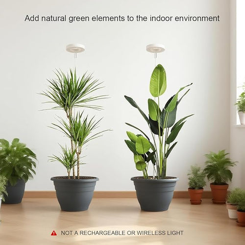 2 Pack 11 Inch Plant Pots with LED Grow Lights,Grey Indoor Flower Pots with Full Spectrum Dimmable Grow Lights,Drainage Holes & Plug,Soil Moisture Meter Included