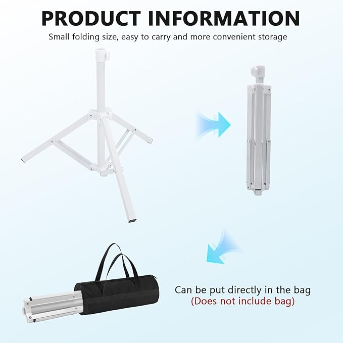 Beach Umbrella Stand Base,Portable Foldable Sun Umbrella Stand White Triangular Iron Support Base for Patio Beach Garden Camping Fishing Outdoor Sunshade Stand