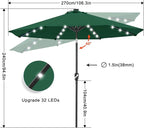 ABCCANOPY Durable Solar Led Patio Umbrellas with 32LED Lights 9FT (Forest Green)