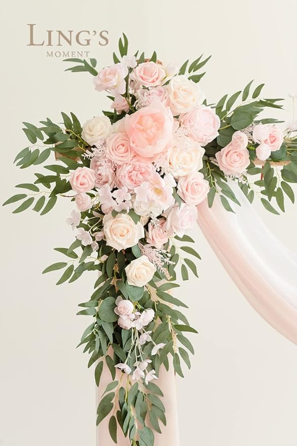 Artificial Flowers Wedding Arch Kit, Blush and Cream, 4-Piece Set