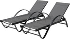 Shintenchi Patio Chaise Lounge Set of 2, Pool Chaise Lounge with Arm,Outdoor Lounge Chair with 5 Adjustable Backrest,Sunbathing Recliner,Beach Chair,Pool Chairs,Dark Grey