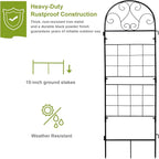 hogardeck 1PC 45x14 Inch Heavy Duty Metal Trellis - Black Rustproof Coated Outdoor Garden Support for Climbing Plants, Roses, Vegetables