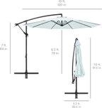 Best Choice Products 10ft Offset Cantilever Hanging Market Patio Umbrella, 8 Sturdy Ribs, Easy Adjustment - Baby Blue
