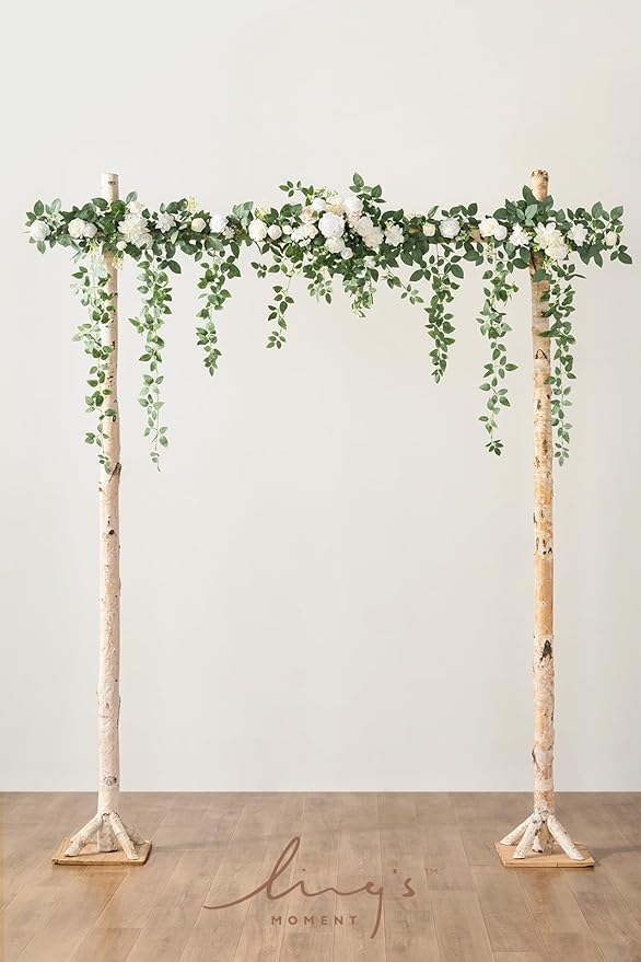 Artificial Wedding Arch Flower Garland 6.5 ft Silk White Sage Green
