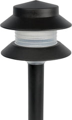 GreenLighting 35 Lumen Modern 2-Tier Low Voltage Path Light - Outdoor 2.5 Watt Landscape Light (12 Pack, Black)