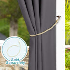 NICETOWN Outdoor Curtain for Patio Waterproof 100'' Width, Patio Privacy Panels Extra Wide for Shade and Rain Outside Light Blocking Drape for Gazebo/Porch, Grey, 1 Panel, W100 x L95