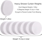 Magnetic Shower Curtain Weights, Rubber Covered Heavy Duty Weights, Prevent Curtain Liner from Blowing Around, Work for Drapery, Tablecloth, Flag, Outdoor Curtain 6 Pairs(Pack of 12)