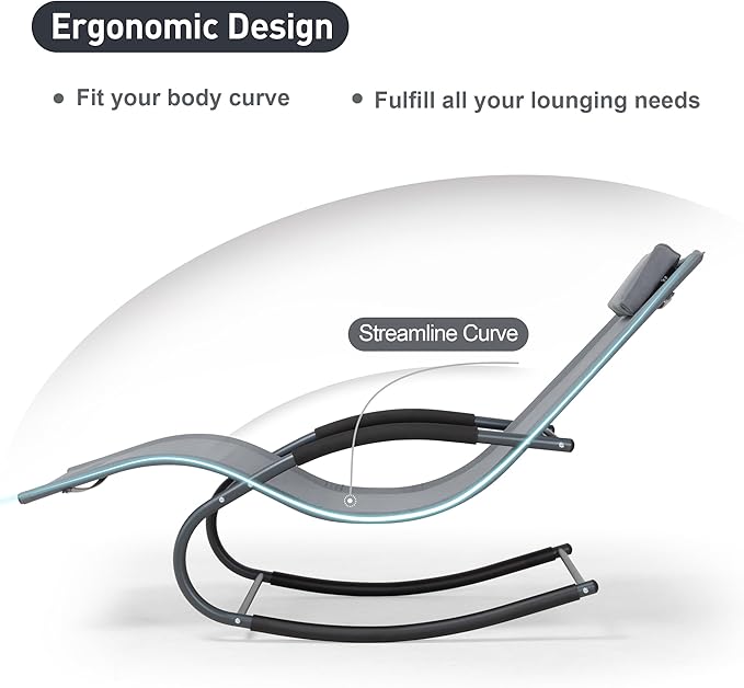 Outdoor Lounge Chair with Pillow, Pool Chaise Lounge Chair Set of 2, Grayish Blue