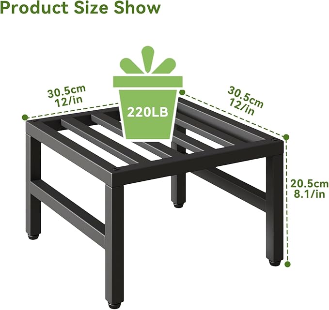IBUYKE 3 Pack Metal Plant Stand Indoor Outdoor, Heavy Duty Small Flower Pot Stand, Modern Square Plant Shelf Flower Stand for Living Room Patio Balcony Garden, Black TMJ075B-3