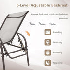 Giantex Set of 2 Patio Lounge Chair, Outdoor Chaise Lounge with 5 Adjustable Backrest, Sturdy Steel Frame, Sunbathing Recliner, Beach Chair, Tanning Chair for Outside, Yard, Balcony, Pool Chairs, Grey