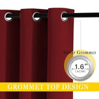 NICETOWN French Door Curtain for Window Extra Long & Wide, Grommet Thermal Curtain Panel for Sliding Glass Door/Patio Door (Burgundy Red, 1 Piece, W80 x L108)