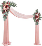 Artificial Flowers Arch Swag Kit with Chiffon Drape, Cream Red, 3-Piece