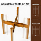 MUDEELA Plant Stand for Indoor Plants: Adjustable Width Fits 8-12 Inch Pots - Mid-century Modern Bamboo Plant Stand - 14.5 Inch Single Tier Small Floor Plant Holder, Pale Brown, 1 Pack (Without Pot)