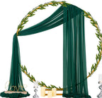 Outdoor Curtains, Sheer Chiffon Wedding Arch Drapes, 4 Panels, Emerald Green