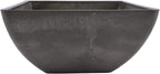 PSW Pot Collection 12x6 inch Plastic/Stone/Wood Composite Square Planter – No Drainage Hole (Drillable), Modern Indoor/Outer Pot for Flowers, Foliage, Succulents, Fairy Gardens, Dark Charcoal