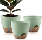 Self-Watering Plant Pots with Water Level Indicator, Drainage Holes & Saucers – 12/10/9 Inch Large Plastic Planter Set for Indoor & Outdoor Plants (Green)