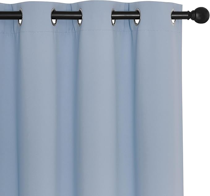 NICETOWN 66 Inch Long Blackout Curtains for Bedroom Living Room, Thermal Insulated Room Darkening Curtains, Light Blocking Blackout Drapes for Bedroom, 66" W x 66" L, 1 Panel, Vintage Blue
