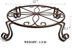 Brown Plant Stand for Flower Pot Heavy Duty Potted Holder Indoor Outdoor Metal Rustproof Iron Garden Container Round Supports Rack for Planter Bronze, Pumpkin Stand Outdoor