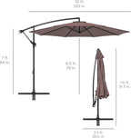 Best Choice Products 10ft Offset Hanging Market Patio Umbrella w/Easy Tilt Adjustment, Polyester Shade, 8 Ribs for Backyard, Poolside, Lawn and Garden - Deep Taupe