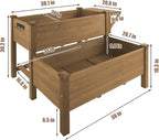 2-Tier Raised Garden Bed with Legs Outdoor Elevated Garden Box,Storage Shelf,Protective Liner for Backyard,Patio,Balcony,55x42x30in (Brown)