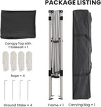 Canopy Tent, 10X10 FT Pop Up Canopy Outdoor Tent Slant Legs with Carrying Bag, Portable Gazebo Shelter - 8X8 FT Canopy Cover (Black with 1 Sidewall)