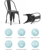Nazhura Metal Dining Chair Farmhouse Tolix Style for Kitchen Dining Room Café Restaurant Bistro Patio, 18 Inch, Stackable, Waterproof Indoor/Outdoor (Sets of 4) (Black)