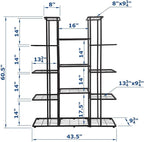 MTB Garden 5 Tier 14 Potted Metal Large Plant Stand for Indoor Outdoor Flower Pot Display Planter Shelf, Charcoal Grey