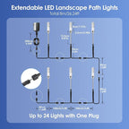 B-right Outdoor Pathway Lights, 6 Pcs LED Path Lights AC Plug 12V Low Voltage Landscape Lighting 570 Lumens, Extendable IP65 Waterproof Outdoor Garden Light for Patio Yard Walkway, Cool White 6000K