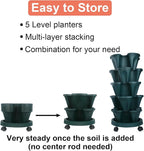 DUNCHATY Stackable Polypropylene Planters, 5-Tier, Pine Green, Indoor/Outdoor, 29" Height x 13.6" Diameter