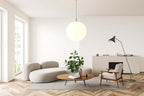AlphaAcc 17.8 Inch Artificial Ficus Plant Potted Faux Greenery in Gray Round Vertical Striped Cement Planter with Pebbles Realistic Fake Plant for Indoor Modern Home Kitchen Living Room Office Decor