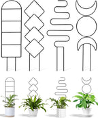 4 Pack Trellis for Indoor Climbing Plant, Small Metal Outdoor Garden Trellis for Potted Plants, Stake Mini Houseplant Trellis Support for Hoya, Vines, Pothos, Monstera (Black)