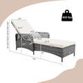 Patio Lounge Chair, Rattan Reclining Chaise with 6-Position Backrest