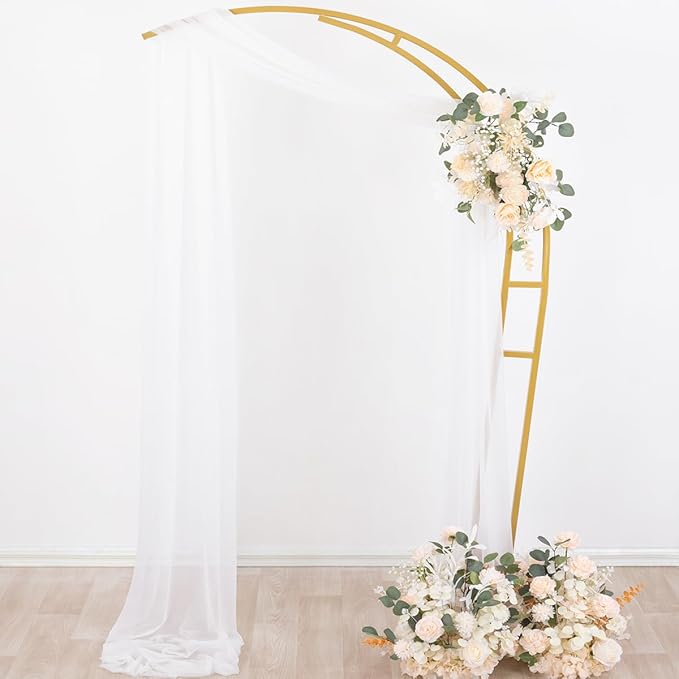 Outdoor Curtains: White Sheer Chiffon Arch Drapes, 4 Panels at 29 x 20 Ft