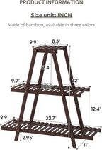 Plant Stand For Indoor Outdoor Tiered Plant Shelf 3 Tier 8 Potted Bamboo Flower Holder Ladder Rack For Multiple Triangle Table Plant Pot Stand (Brown)