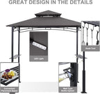 ABCCANOPY 8x5 Grill Gazebo - Outdoor BBQ Canopy Shelter with Led Light for Patio Backyard Grilling (Dark Gray)