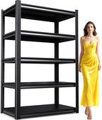 71"H-35"W Garage Shelving Heavy Duty Storage Shelves, Metal Adjustable Shelving Unit, Utility Garage Organizer Shelf for Basement, Pantry, Kitchen, Warehouse,15.7"D x 35.4"W x 71.2"H, Black
